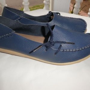 Kunsto Womens Navy Casul Flats EUR 41- 255- US 10